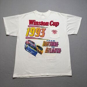 NASCAR Winston Cup Series T-Shirt Mens XL White 1993 Tour Daytona to Atlanta 90s